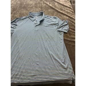 Southern Tide Polo Shirt Mens Size XXL Blue & White Striped‎ Performance Golf